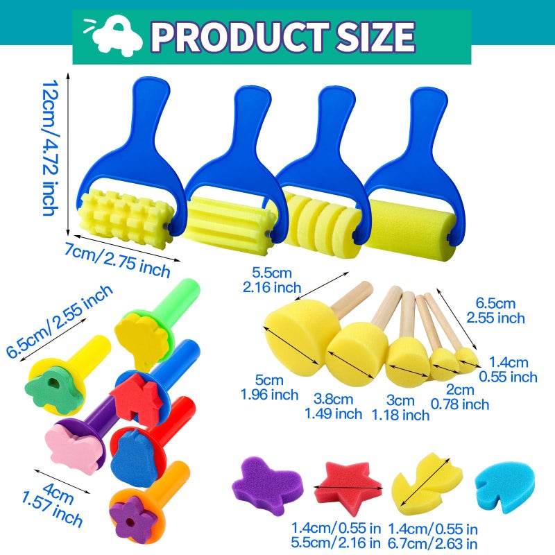 YGDZ Paint Sponges for Kids, 39pcs Early Learning Toddlers Sponge Paint Brushes Stamps Foam Art Craft Drawing Tools - Image 2